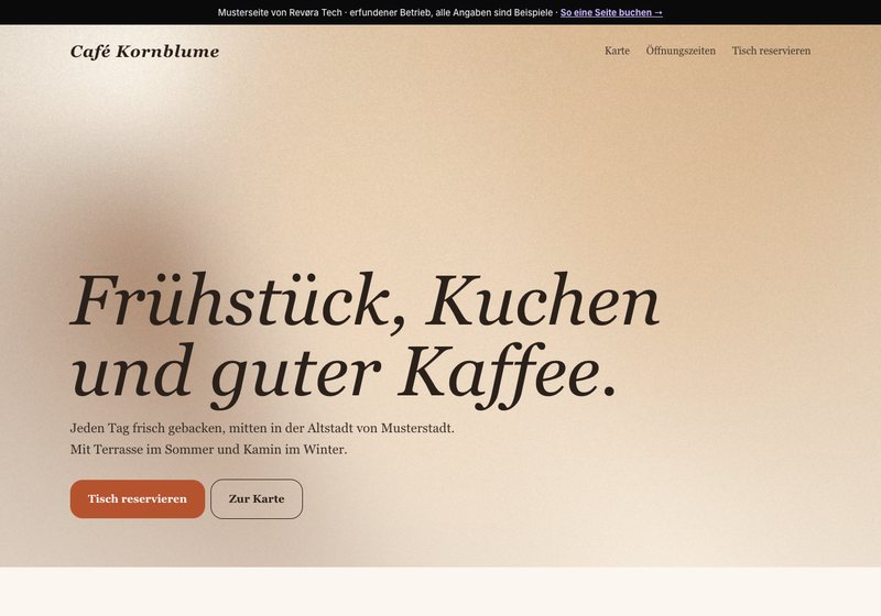 Musterseite für ein Café
