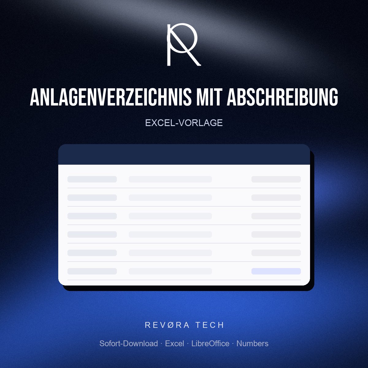 Anlagenverzeichnis mit Abschreibung – Vorlage für Excel