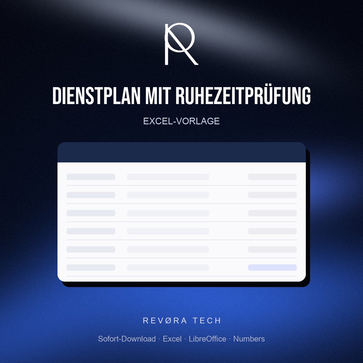 Dienstplan-Vorlage für Excel mit Ruhezeitprüfung