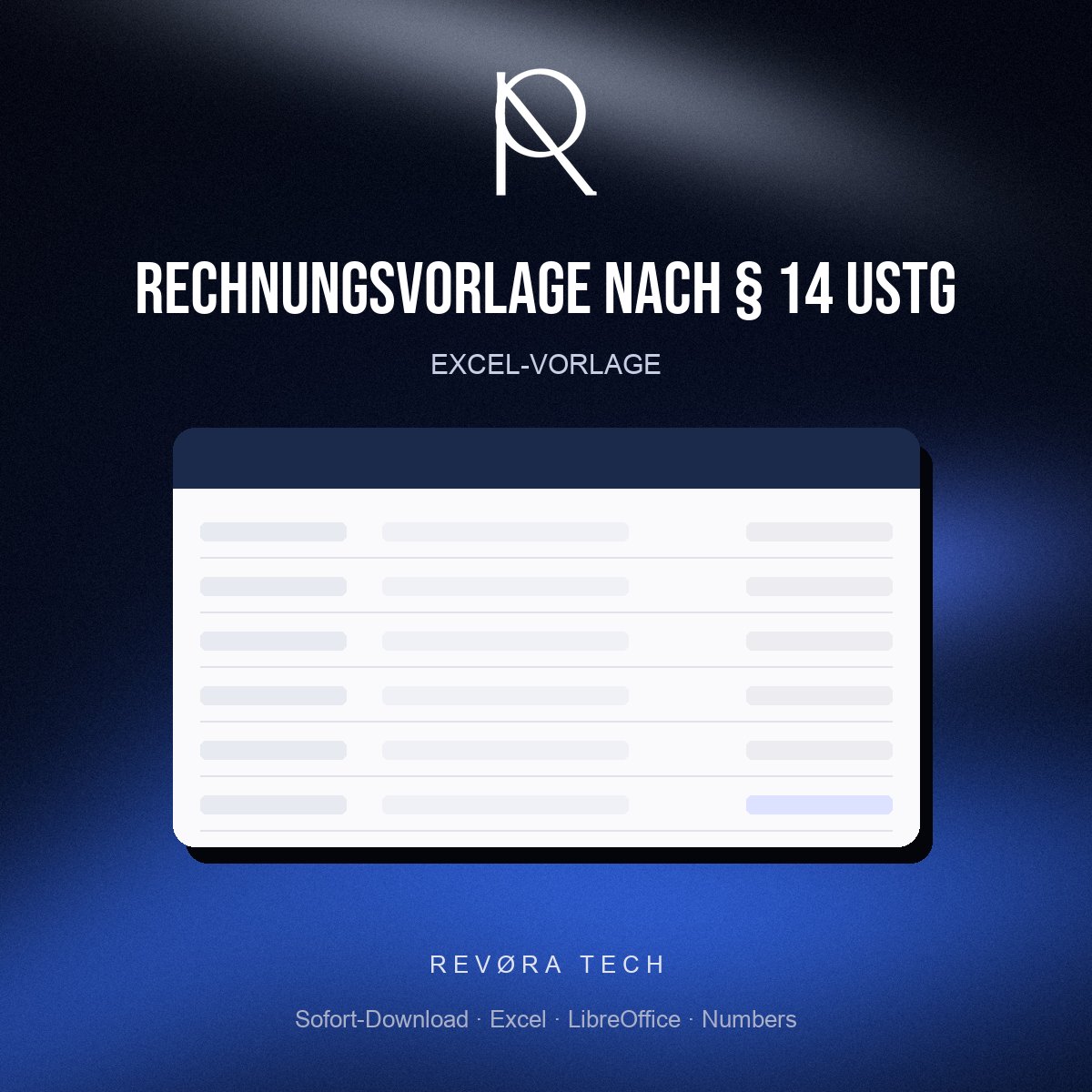 Rechnungsvorlage für Excel nach § 14 UStG